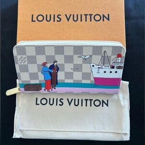 AUTH Louis Vuitton Damier Azur Canvas - Transatlantic Cruises Zippy Wallet